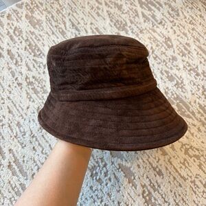 Eric Javits Brown Suede Wide-Brim bucket Hat